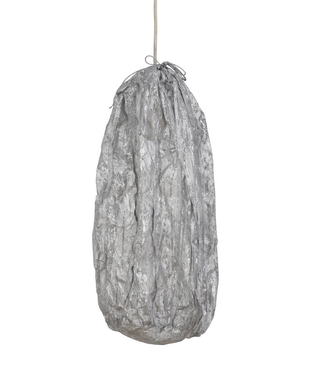 PTMD Maitia Stoffen Plafondlamp | Zilver | H48 x D30 cm