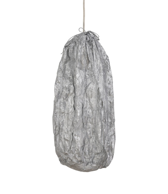 PTMD Maitia Stoffen Plafondlamp | Zilver | H48 x D30 cm