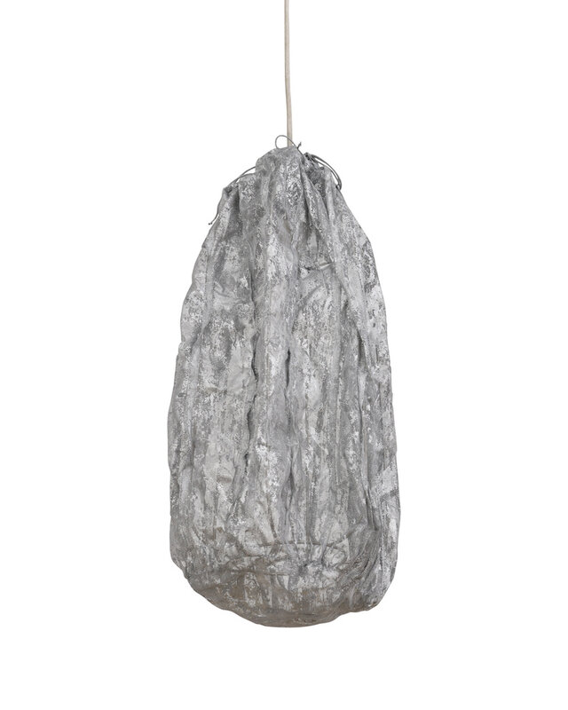 PTMD Maitia Stoffen Plafondlamp | Zilver | H48 x D30 cm