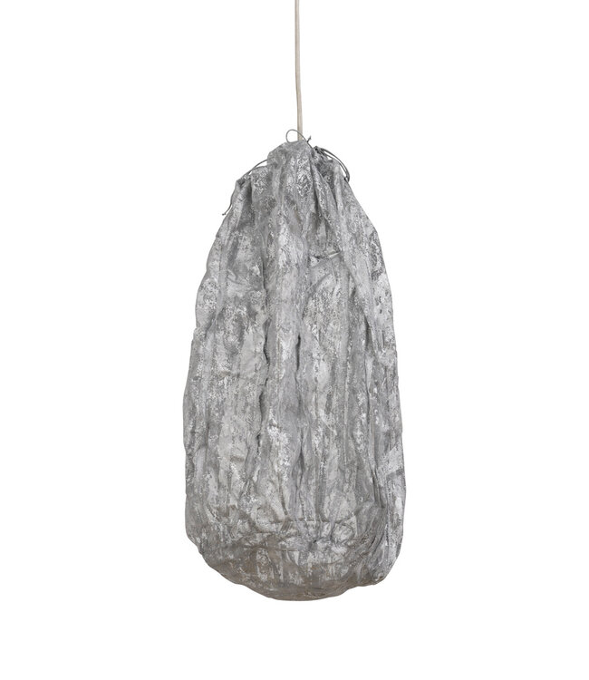 PTMD Maitia Stoffen Plafondlamp | Zilver | H48 x D30 cm