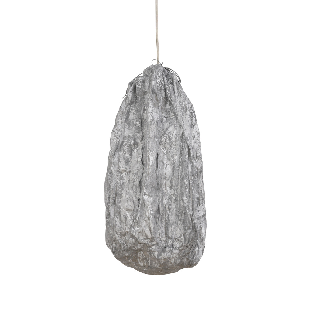 PTMD Maitia Stoffen Plafondlamp | Zilver | H48 x D30 cm