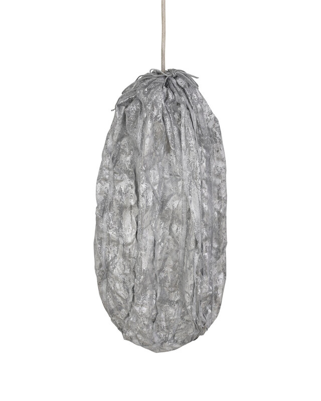 PTMD Maitia Stoffen Plafondlamp | Zilver | H48 x D30 cm