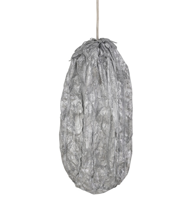 PTMD Maitia Stoffen Plafondlamp | Zilver | H48 x D30 cm
