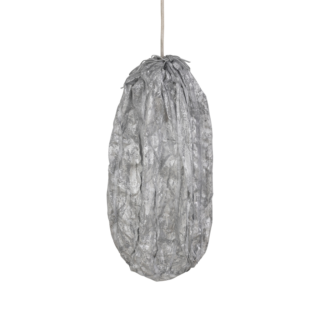 PTMD Maitia Stoffen Plafondlamp | Zilver | H48 x D30 cm