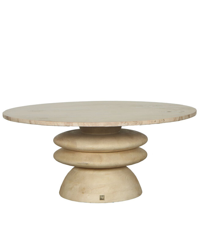 PTMD Callain Salontafel | Mangohout & Marmer | H40 x D90 cm