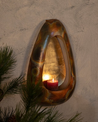PTMD Magni Koper IJzer Ovaal Wandlamp Stormlicht S