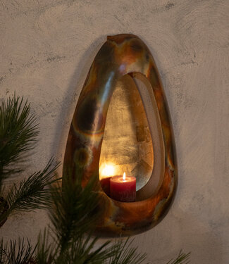 PTMD Magni Koper IJzer Ovaal Wandlamp Stormlicht S