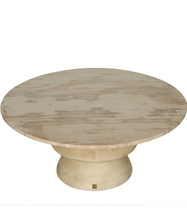 PTMD Callain Salontafel | Mangohout & Marmer | H40 x D90 cm