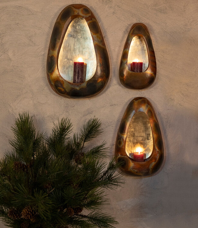 PTMD Magni Koper IJzer Ovaal Wandlamp Stormlicht S