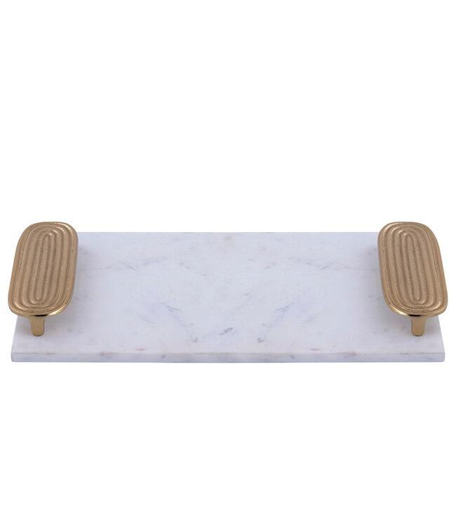 PTMD Wit Rechthoekig Dienblad Met Gouden Handvaten