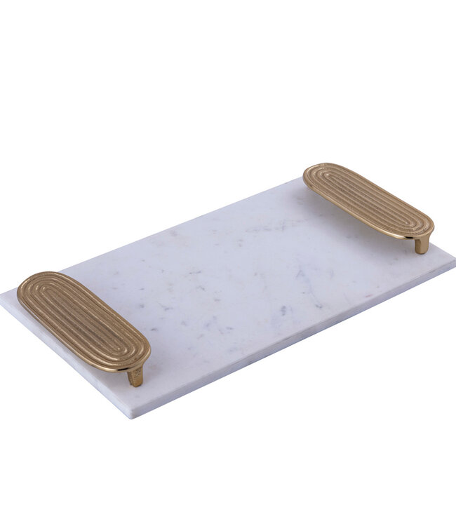 PTMD Wit Rechthoekig Dienblad Met Gouden Handvaten