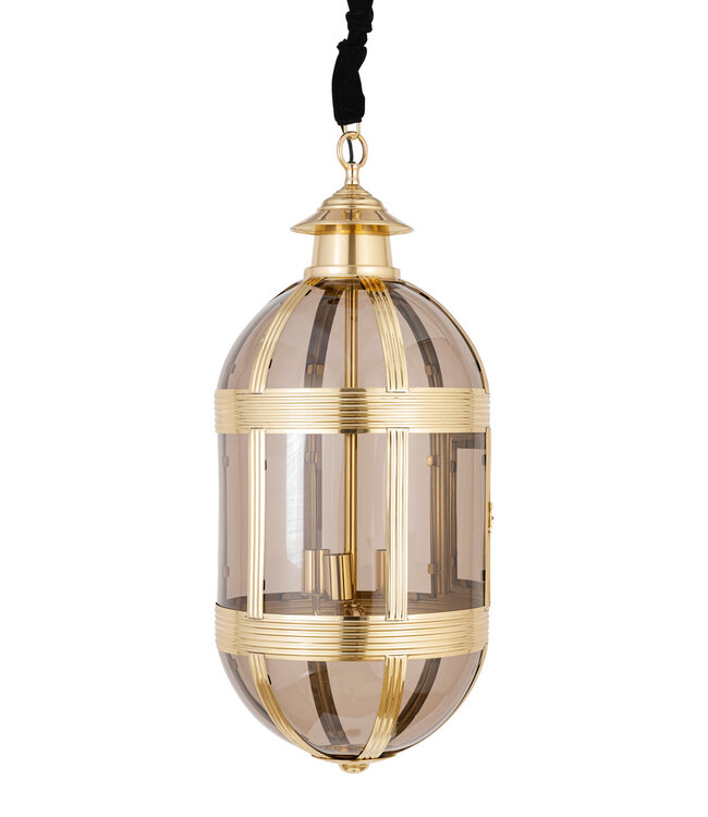 PTMD Mikk messing antieke glazen hanglamp