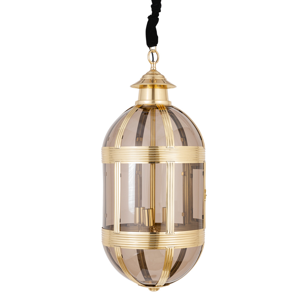 PTMD Mikk messing antieke glazen hanglamp