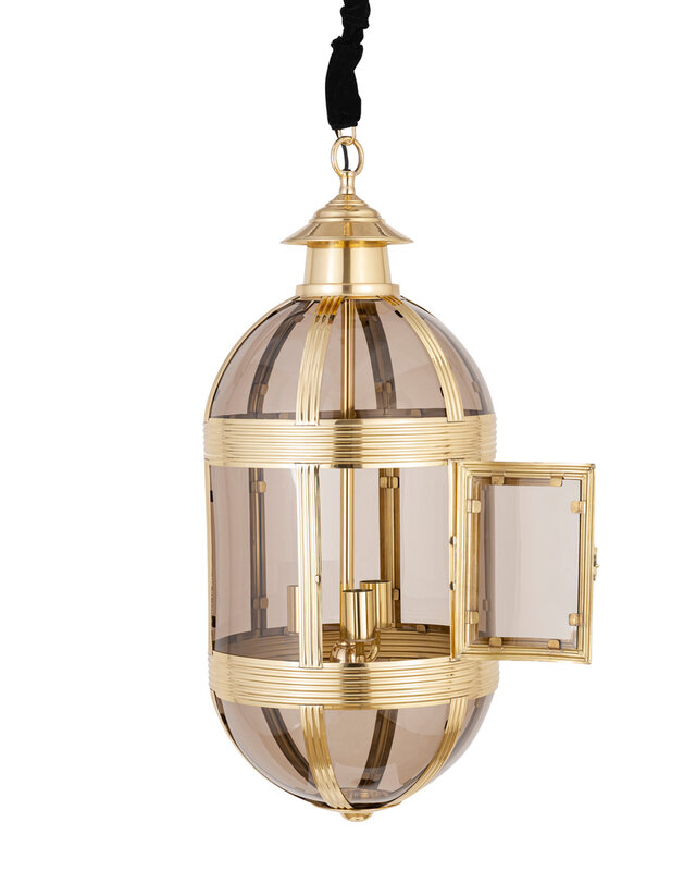 PTMD Mikk messing antieke glazen hanglamp
