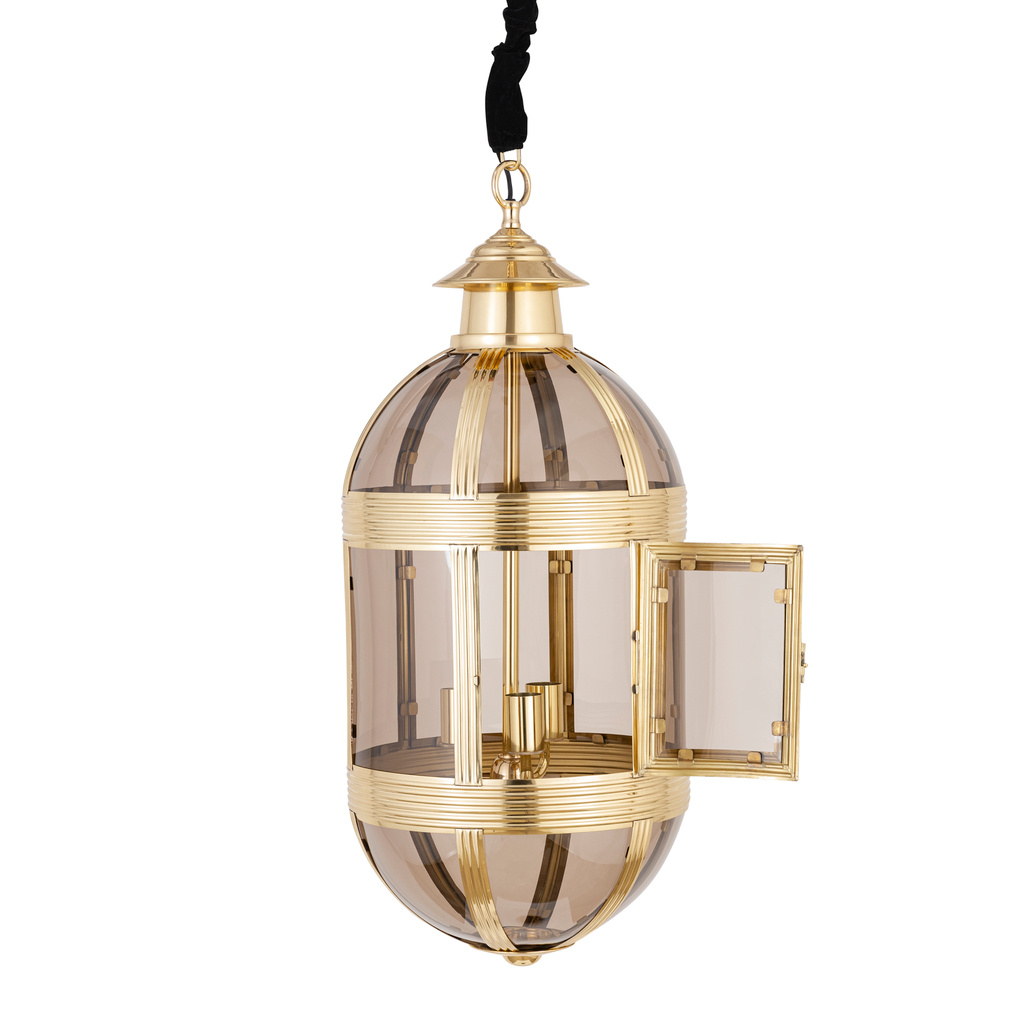 PTMD Mikk messing antieke glazen hanglamp