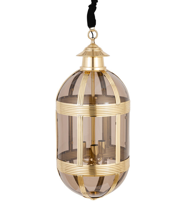 PTMD Mikk messing antieke glazen hanglamp