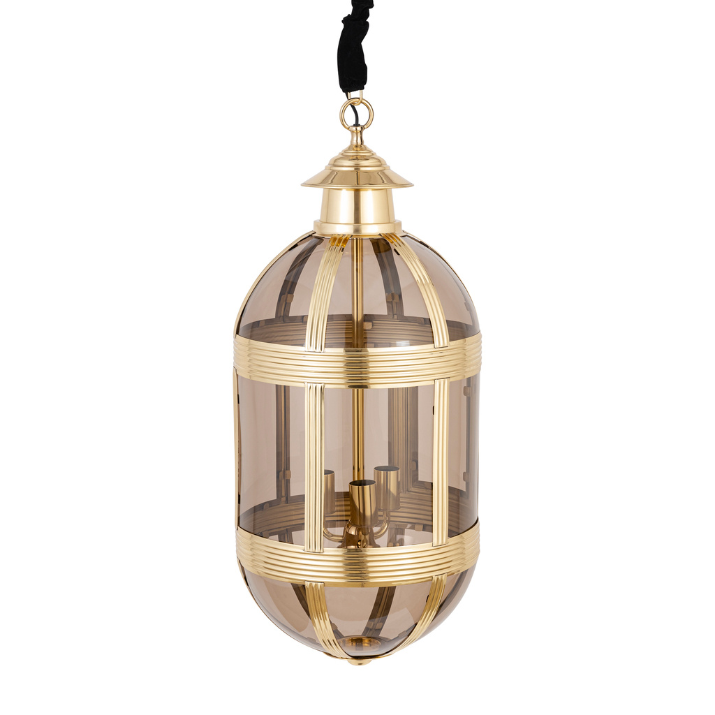 PTMD Mikk messing antieke glazen hanglamp