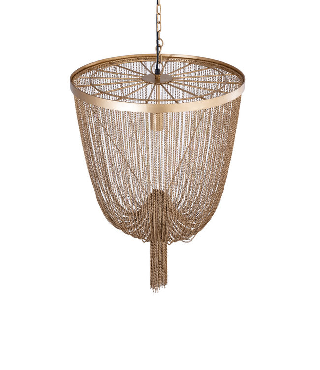 PTMD Solan Gold Iron Chains Round Hanging Lamp S