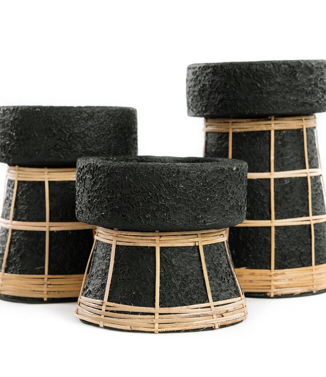 Bazar Bizar De Serene Kaarsenhouder - Zwart Natuurlijk - S