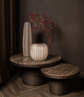 PTMD Salontafel Bregt | Bruin Marmer | H37 x Ø60 cm