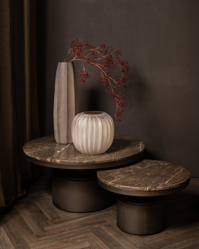 PTMD Salontafel Bregt | Bruin Marmer | H37 x Ø60 cm