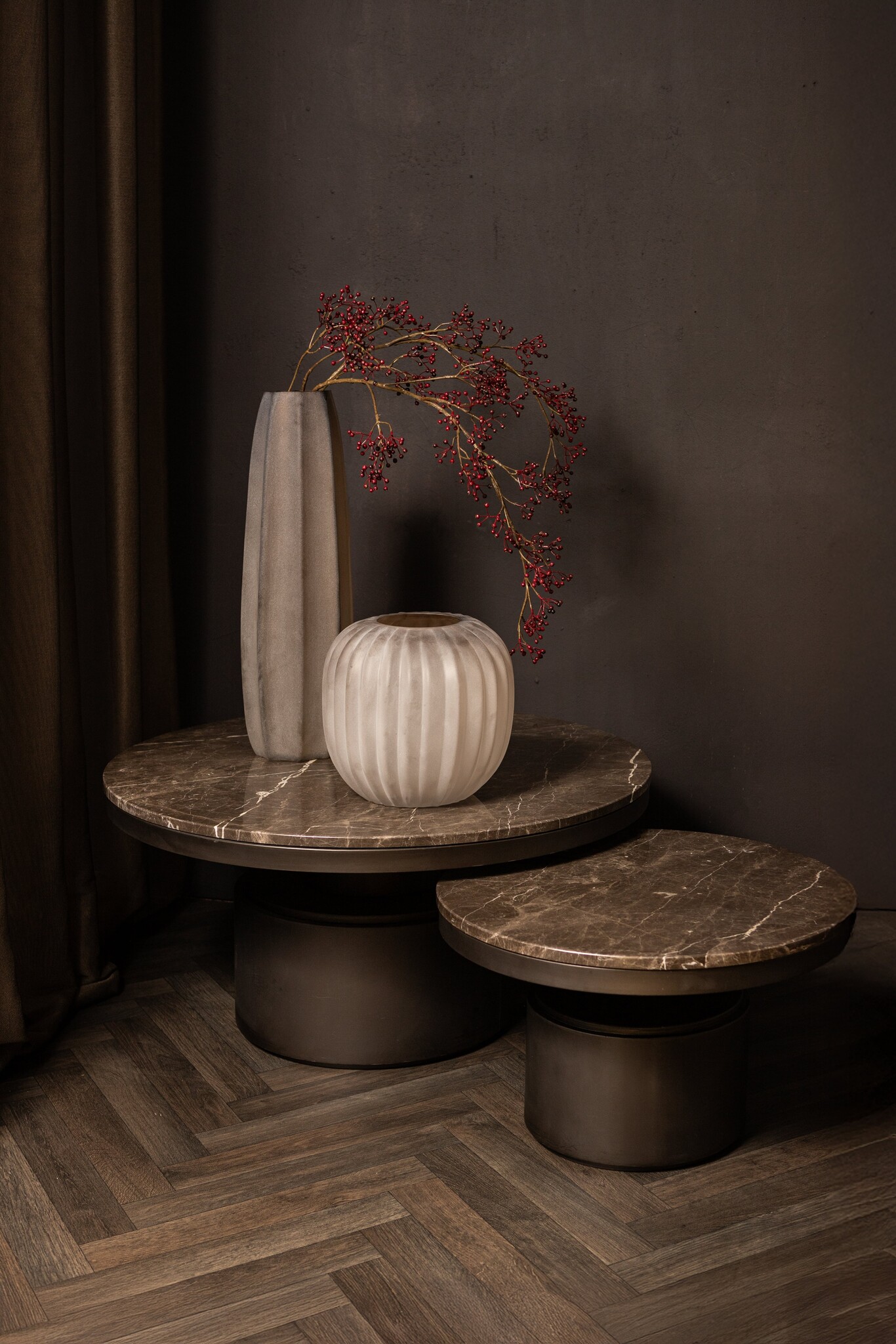 PTMD Salontafel Bregt | Bruin Marmer | H37 x Ø60 cm
