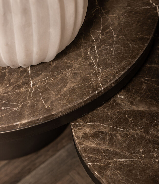 PTMD Salontafel Bregt | Bruin Marmer | H45 x Ø90 cm