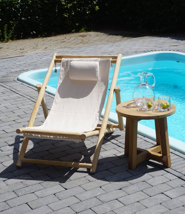 Rene Houtman Strandstoel Teak | Vouwbaar | Naturel | H81 x B75 x D100 cm