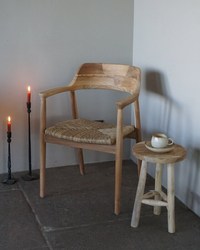 Rene Houtman Eetkamerstoel Teak/Abaca | Naturel | H80 x B57 x D54 cm