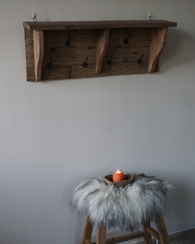 Rene Houtman Landelijke Kapstok | Oud Hout | B90 x H34,5 x D20 cm