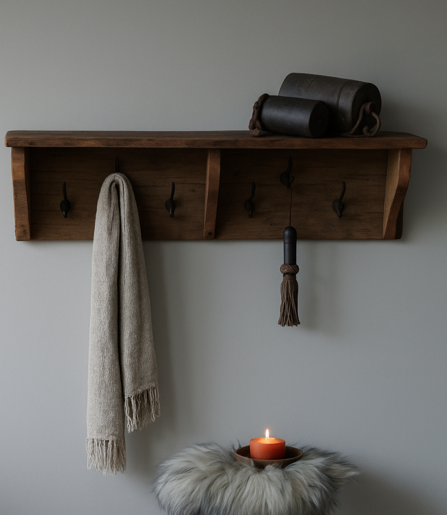 Rene Houtman Landelijke Kapstok | Oud Hout | B120 x H36 x D25 cm