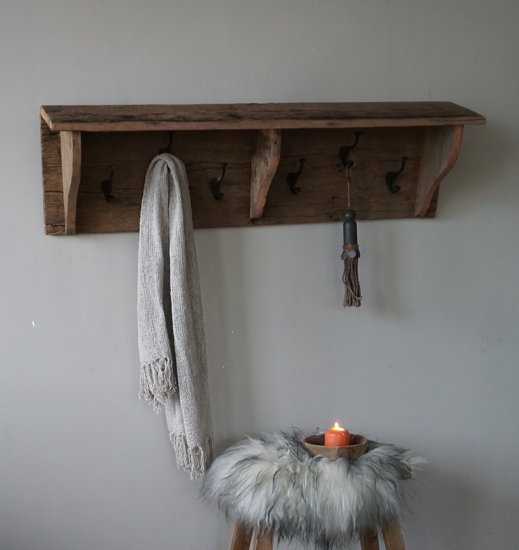 Rene Houtman Landelijke Kapstok | Oud Hout | B120 x H36 x D25 cm