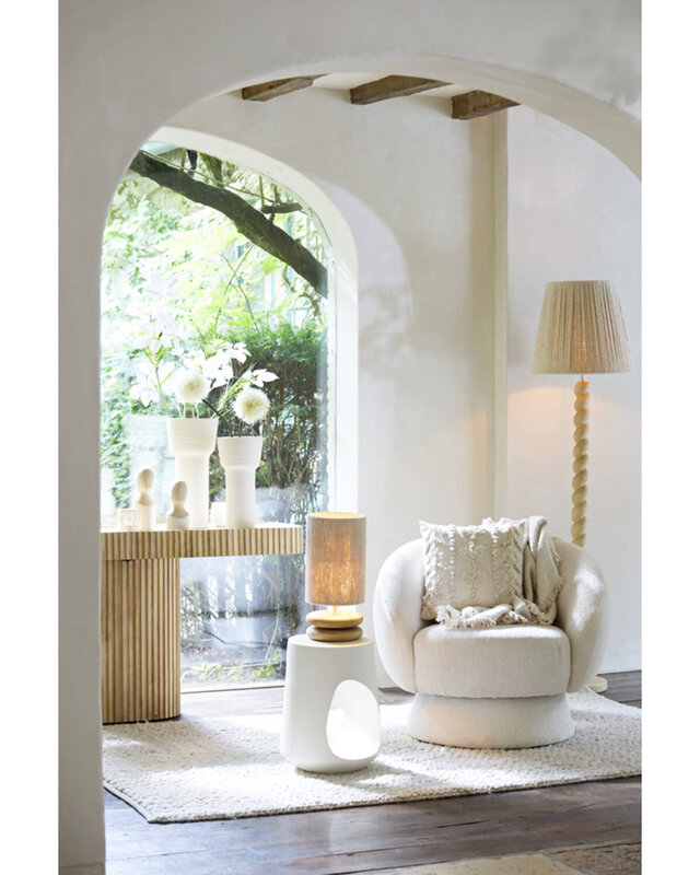 Light&Living Lampenkap Medana | Chenille Crème | 2 Maten