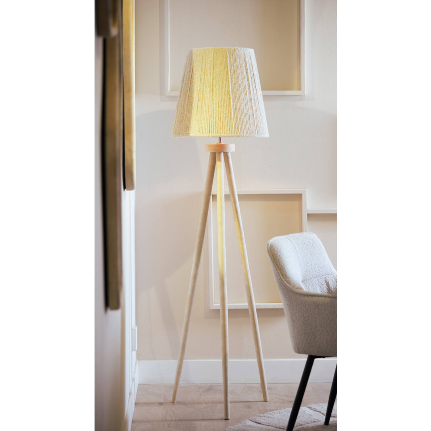 Light&Living Lampenkap Medana | Chenille Crème | 2 Maten