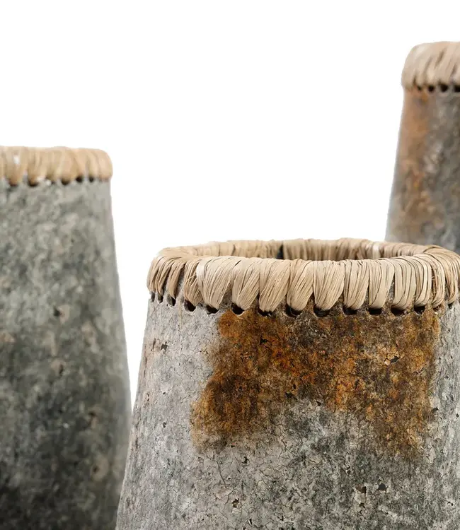 Bazar Bizar De Sluwe Vaas - Antiek Grijs - M