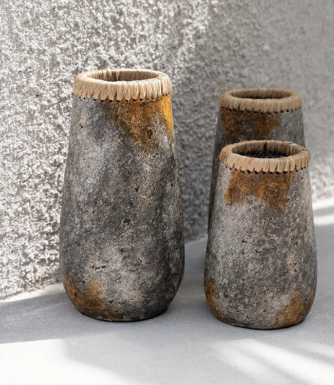 Bazar Bizar De Sluwe Vaas - Antiek Grijs - M