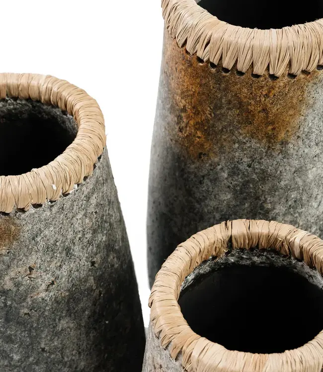 Bazar Bizar De Sluwe Vaas - Antiek Grijs - M