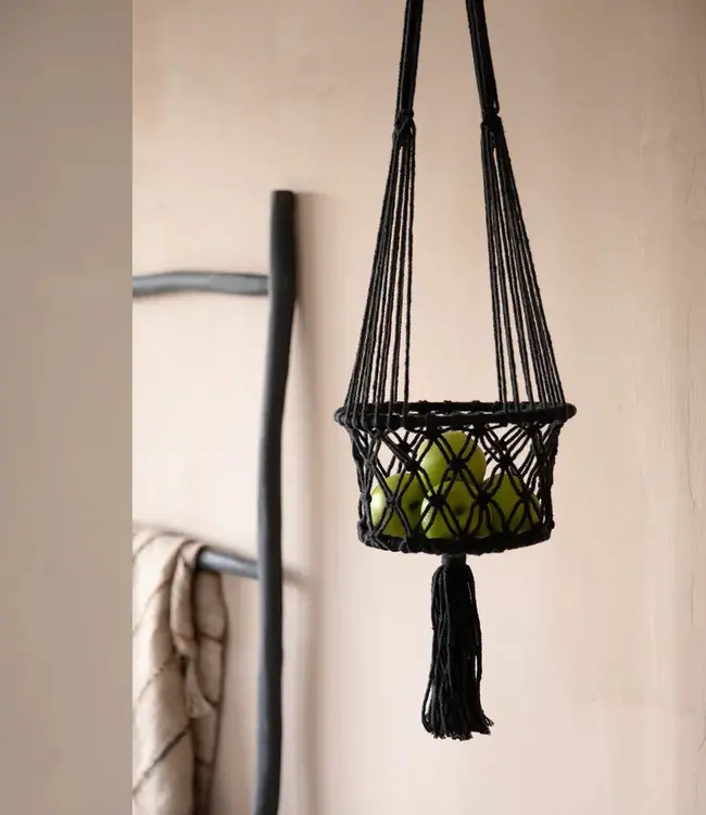 Bazar Bizar De Macramé Plantenhanger - Zwart - M_40