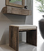 Be-Uniq Houten Kruk Lea | Met Linnen Zitkussen | Oud Hout