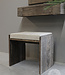 Be-Uniq Houten Kruk Lea | Met Linnen Zitkussen | Oud Hout