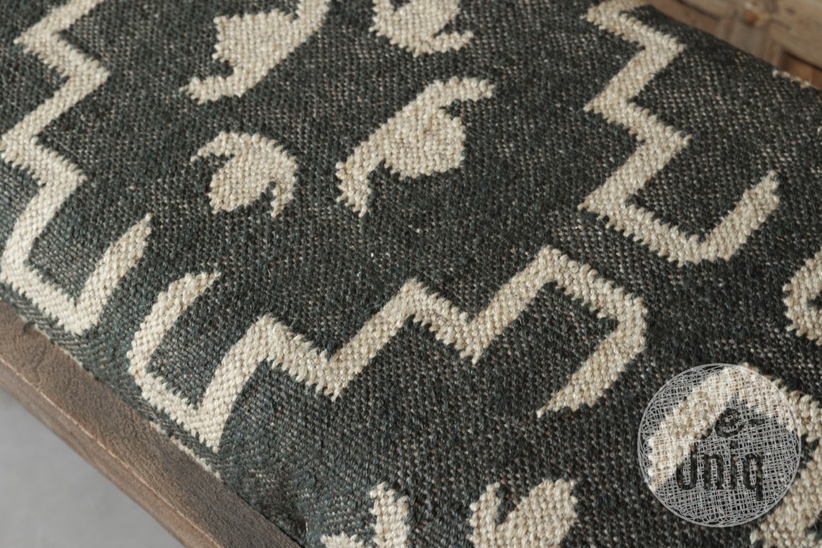 Be-Uniq Bankje Rustiek | Kelim Antraciet | H50xB120xD45 cm