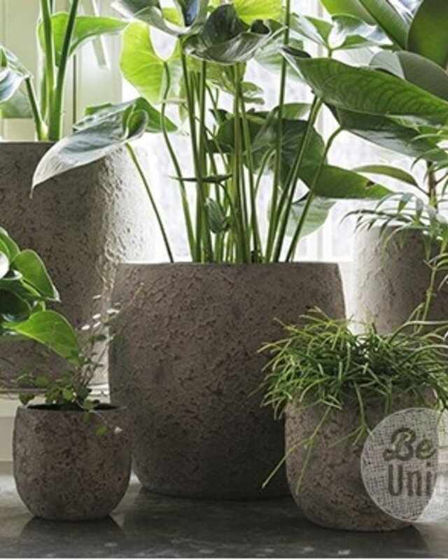 Be-Uniq Pot Flora | Set Van 2 | H25 x D25 cm | Earth Finish