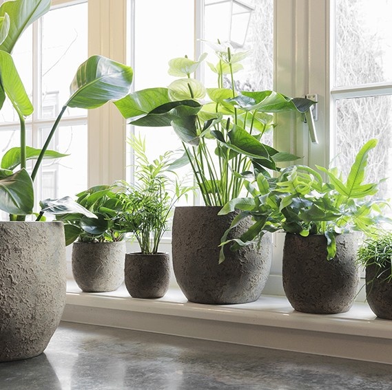 Be-Uniq Pot Flora | Set Van 2 | H20 x D19 cm | Earth Finish