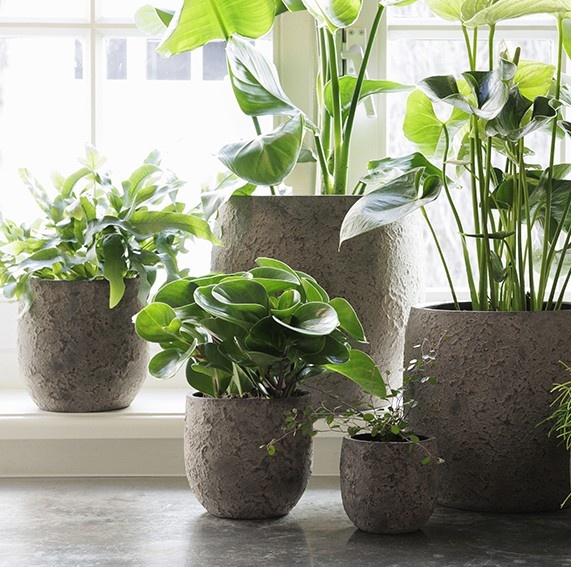 Be-Uniq Pot Flora | Set Van 2 | H20 x D19 cm | Earth Finish