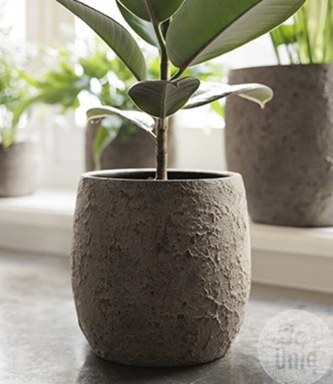 Be-Uniq Pot Flora | Set Van 2 | H20 x D19 cm | Earth Finish