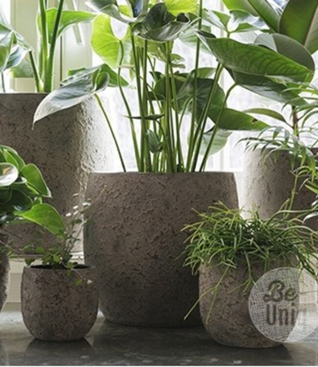 Be-Uniq Pot Flora | Set Van 2 | H13 x D12 cm | Earth Finish