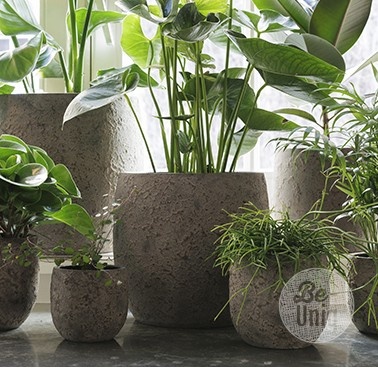 Be-Uniq Pot Flora | Set Van 2 | H11 x D11 cm | Earth Finish