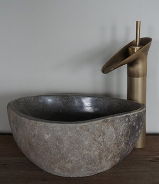 Rene Houtman Kleine Stenen Waskom + Spoelgat | H14 x B32 x D25 cm