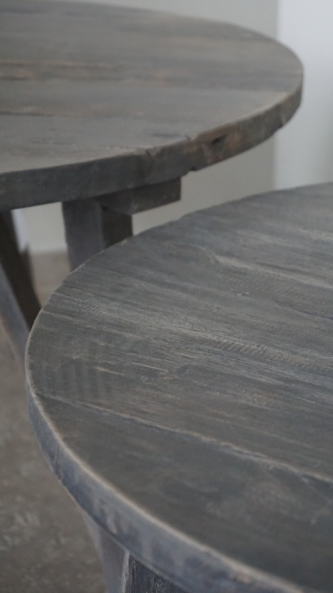 Rene Houtman Bijzettafel Salontafel Set Van 2 | Rond | Vergrijsd Teak