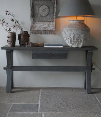 Rene Houtman Sidetable X-Poot Cross | Brown/Grey | H79xB160xD40 cm